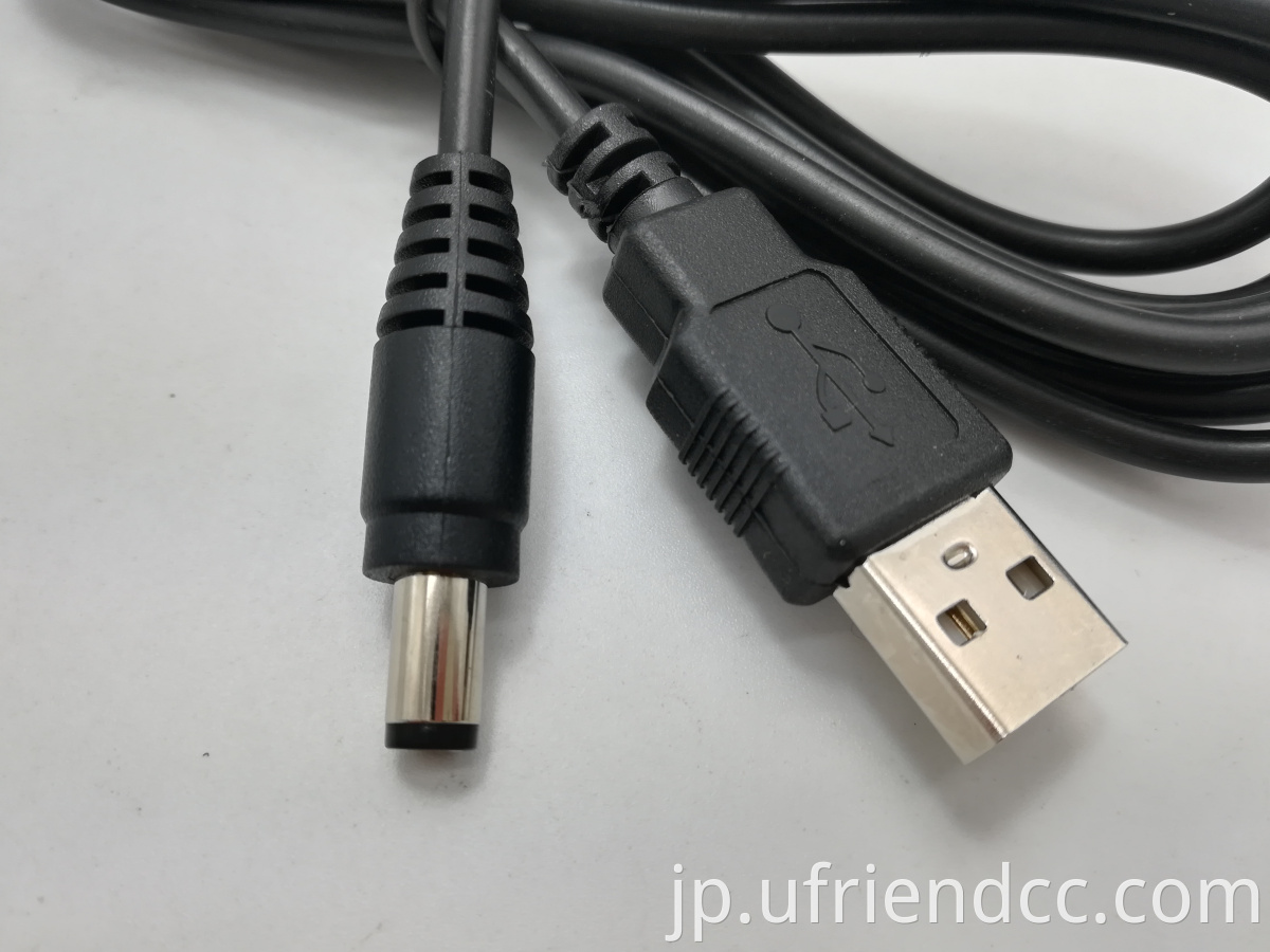 ODM OEM 1M 20AWG USB 2.0男性から3.5mm DCコネクタプラグ電源コードケーブル5V 9V 12Vチャージバレルジャックパワーブラック